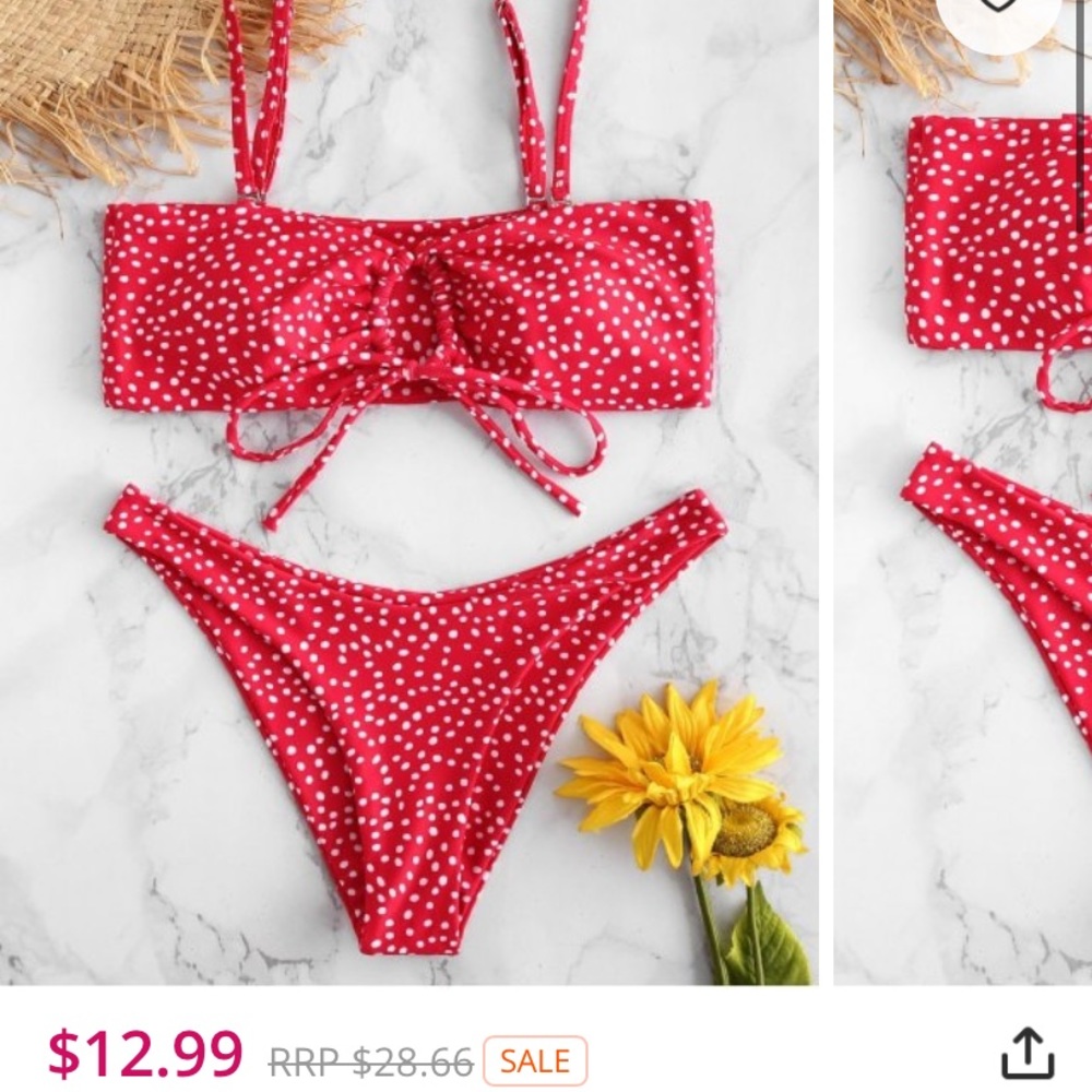 red polka dot bikini